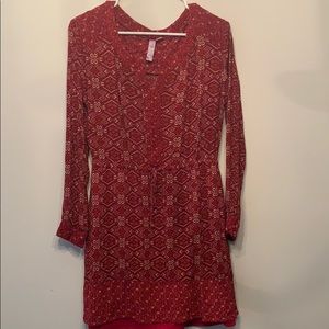 Long sleeve burgundy dress